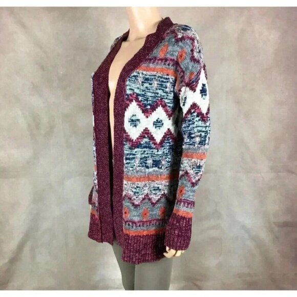 MOSSIMO Southwestern Burgundy Thick Cardigan Size SMALL - Picture 6 of 10
